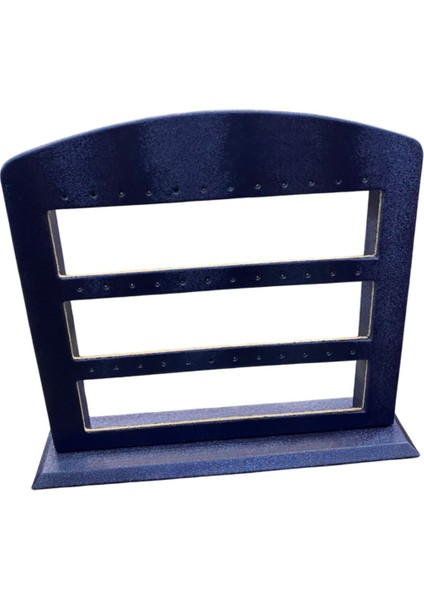 3 Katlı Kuleli Küpe Standı Krem ve Lacivert Renkli Çok Amaçlı Organizer