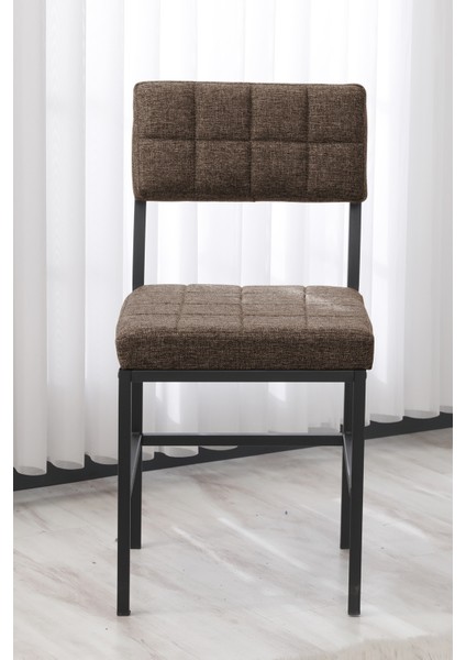 Dubai Modeli Kare Mutfak Masa Sandalye Takımı, 2 Sandalye 1 Sabit Ceviz Masa 70X70 Cm, Keten Kumaş fırsatları