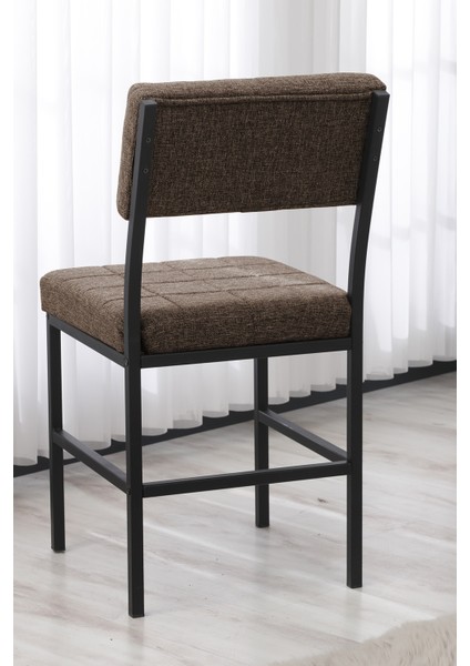 Dubai Modeli Kare Mutfak Masa Sandalye Takımı, 2 Sandalye 1 Sabit Ceviz Masa 70X70 Cm, Keten Kumaş indirimleri