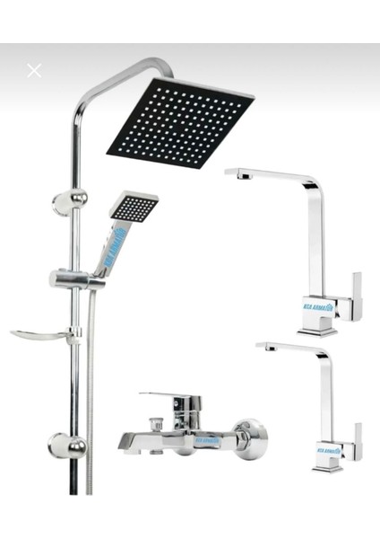 Robot Duş Seti Ağır Kare Banyo,lavabo,mutfak Bataryası Musluğu 4’lü Set Takım Garantili