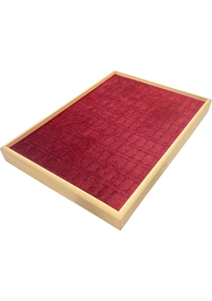 El Yapımı Ahşap ve Alcantara Kaplamalı Takı Teşhir Tablası 34,5X24,5X3,5CM