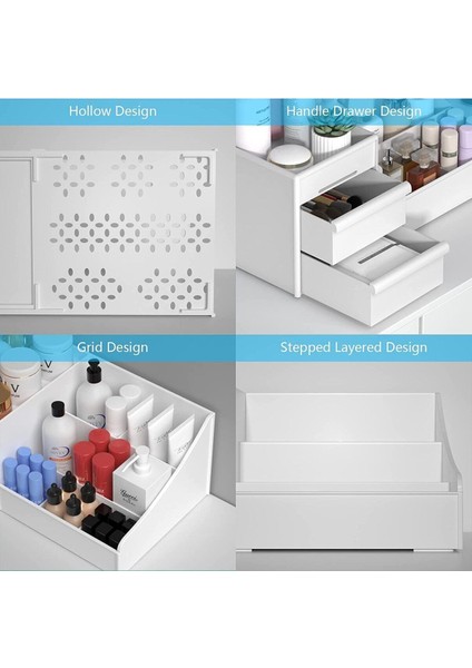 Beyaz Çok Gözlü Çekmeceli Katlı Makyaj ve Kozmetik Düzenleyici Seti fırsatları