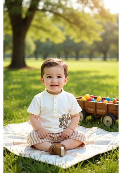 Erkek Çocuk Müslin Gömlek ve Keten Şort Takım - Yazlık fiyatları