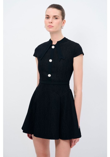 Dantelli Mini Elbise Siyah 12444592001