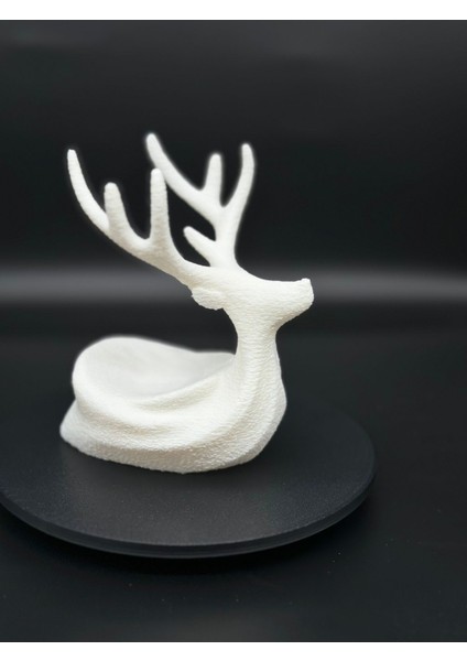 Beyaz 3D Geyik Figürlü Takı Standı, Kontur Dokulu, Mini ve Şık Tasarım fiyatları