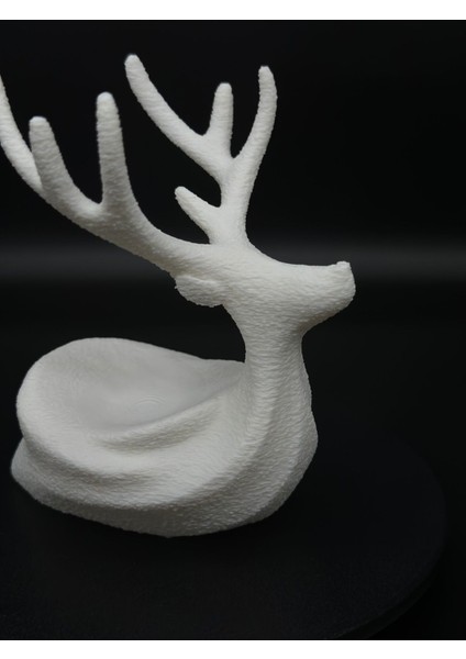 Beyaz 3D Geyik Figürlü Takı Standı, Kontur Dokulu, Mini ve Şık Tasarım modelleri