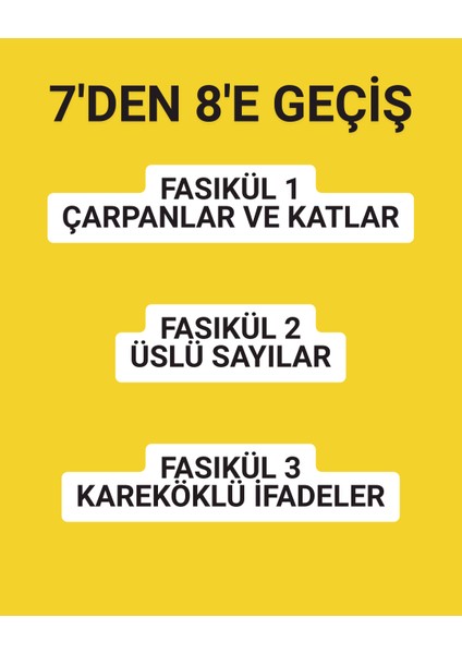 8. Sınıf Kazanımlı Matematik Set Fasikül 1 -Fasikül 2 -Fasikül 3
