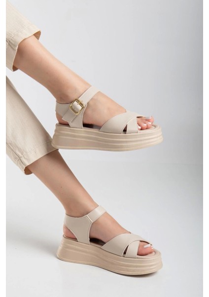 Sibna Bej Cilt Kemerli Sandalet fiyatları