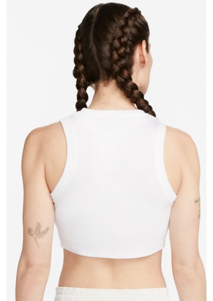 Sportswear Essential Rib Cropped Women's Tight Fit Tank Top Kadın Dar Kesim Crop Atlet Beyaz fiyatları