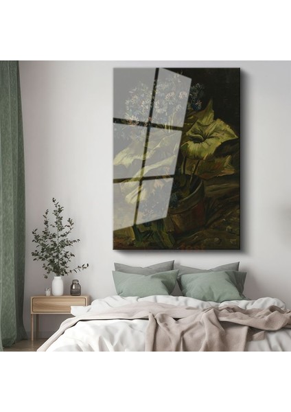 Vincent Van Gogh - Saksıda Çiçekler Cam Tablo
