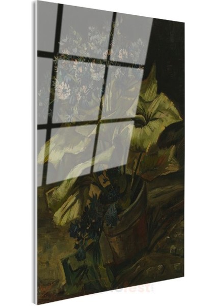 Vincent Van Gogh - Saksıda Çiçekler Cam Tablo