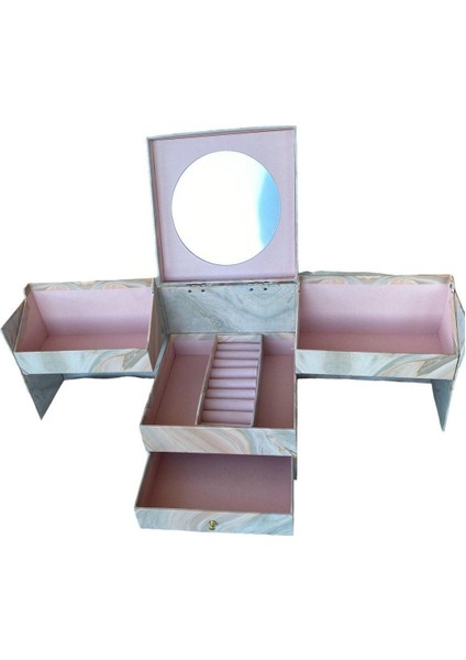 Pembe Renkli Kutuda Aynalı Takı Düzenleyici, Şık ve Fonksiyonel Organizer fırsatları