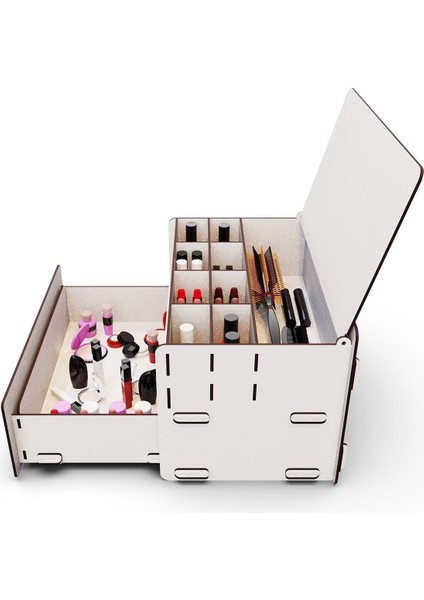 Pembe 10 Gözlü Ahşap Çekmeceli Takı ve Makyaj Düzenleyici modelleri