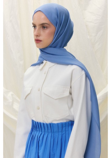 Paris Ipeği Çelik Mavi Renk Pamuklu Şal indirimleri