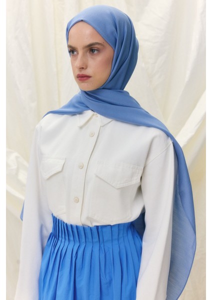 Paris Ipeği Çelik Mavi Renk Pamuklu Şal