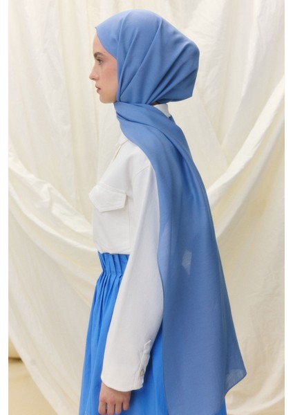 Paris Ipeği Çelik Mavi Renk Pamuklu Şal