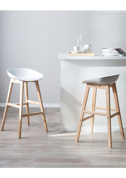 Belıanı Mıcco 2’li Bar Sandalyesi Seti, Iskandinav Tarzı, 72 cm Oturma Yüksekliği, Minimalist Tasarım