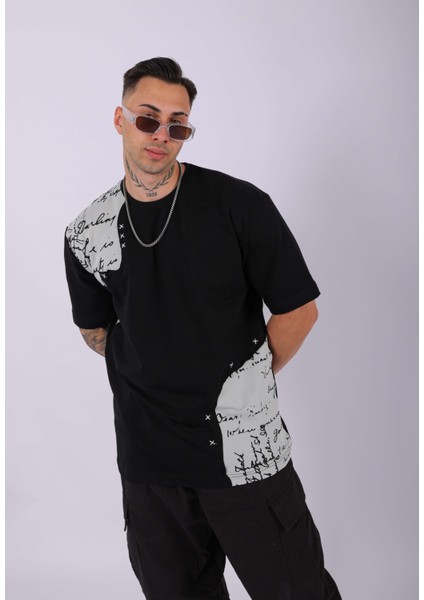 Unisex Parçalı Oversize T-Shirt