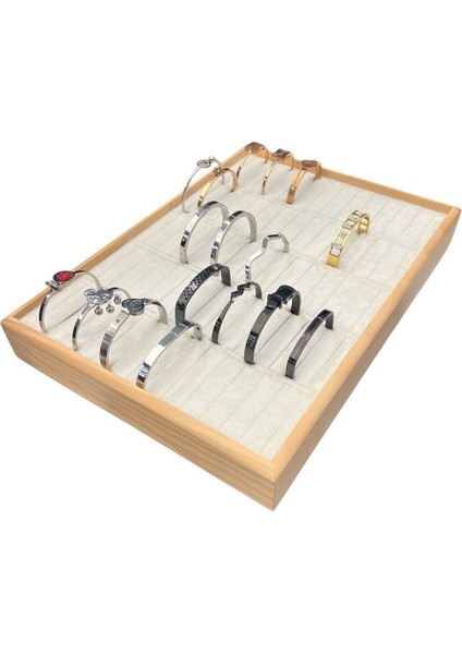 Ahşap Kelepçe Bilezik Teşhir Tablası, Gri, Çerçeveli, 34,5X24,5X4,5CM fiyatları