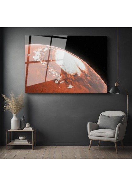 Mars Manzarası - Kızıl Gezegenin Kutup Bölgesi Cam Tablo