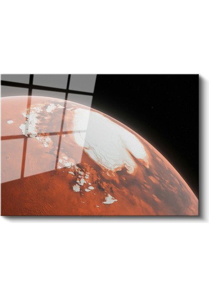 Mars Manzarası - Kızıl Gezegenin Kutup Bölgesi Cam Tablo fiyatları