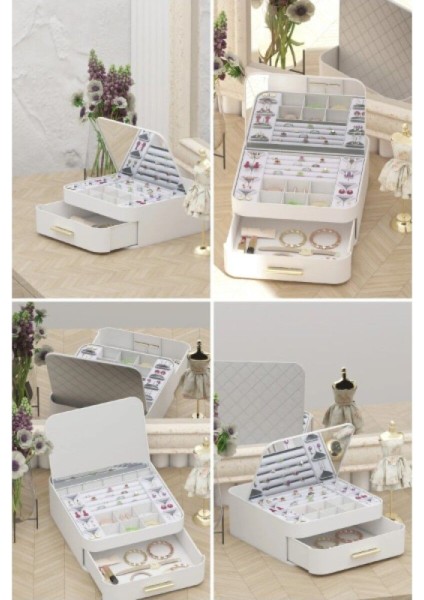 Beyaz Aynalı Takı Düzeni, Şık ve Pratik Takı Saklama Çözümü fiyatları