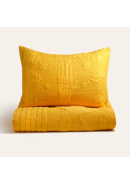 Uttar Kapitoneli 300 Tc Kıng Sıze Pamuk Saten Yatak Örtüsü Seti 260X280 cm Sarı