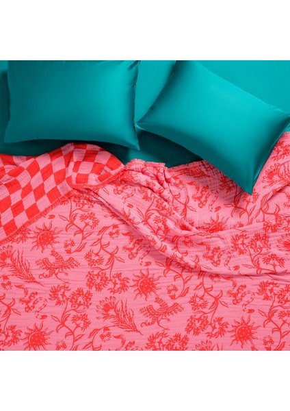 Costa Saçaklı Jakarlı Tek Kişilik Pamuk Yatak Örtüsü 180X240 cm Pembe