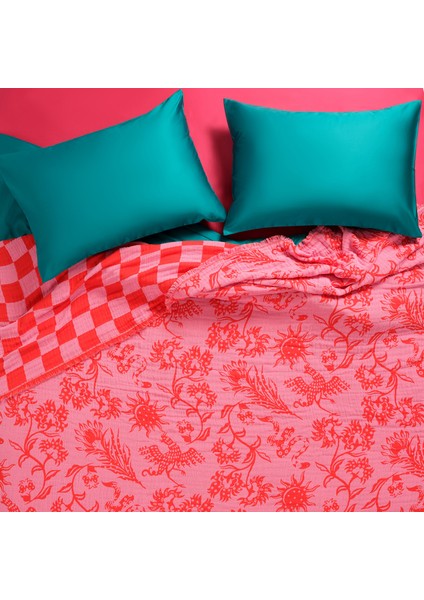 Costa Saçaklı Jakarlı Tek Kişilik Pamuk Yatak Örtüsü 180X240 cm Pembe