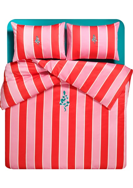 Lahor 300 Tc Çift Kişilik Pamuk Saten Nevresim Seti 200X220 cm Kırmızı - Pembe modelleri