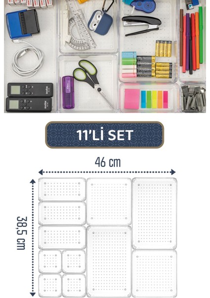 Şeffaf 11'li Çok Amaçlı Modüler Banyo ve Takı Düzenleyici