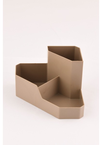 Üçgen ve 7 Bölmeli Makyaj Organizeri Seti, Masa Üstü Düzenleyici, Kahverengi fırsatları