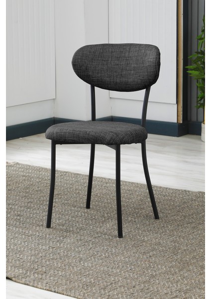 Elegant Modeli Kare Mutfak Masa Sandalye Takımı, 4 Sandalye 1 Sabit Beyaz Masa 70X70 Cm, Keten Kumaş