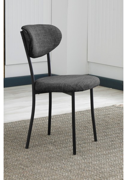 Elegant Modeli Kare Mutfak Masa Sandalye Takımı, 4 Sandalye 1 Sabit Beyaz Masa 70X70 Cm, Keten Kumaş