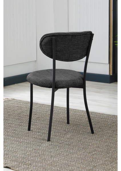 Elegant Modeli Kare Mutfak Masa Sandalye Takımı, 4 Sandalye 1 Sabit Beyaz Masa 70X70 Cm, Keten Kumaş