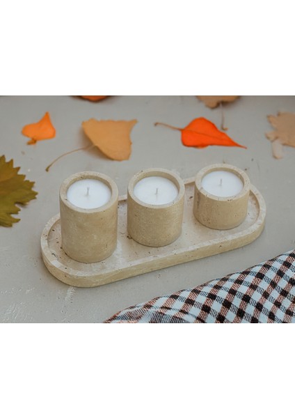 Lucia Ultra Yüksek Kaliteli 30CM 4'lü Set Traverten Veya Mermer Soya Mum - Yüksek Kalite Doğal Soya Mum ve Koku Esansı - Damarlı Beyaz Mermer, Kahve Gümüş Traverten, Bej Traverten Taş Seçenekleri modelleri