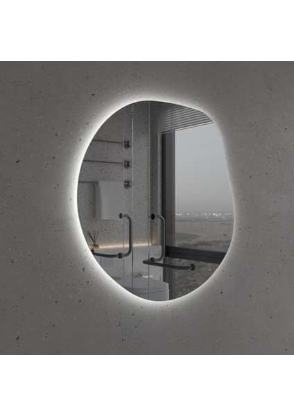 Asimetrik LED Işıklı Dekoratif Ayna – Sıcak Işık Duvar Aynası (AYP180-L) fiyatları