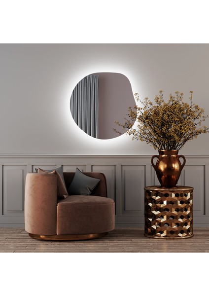 Asimetrik LED Işıklı Dekoratif Ayna – Sıcak Işık Duvar Aynası (AYP180-L) modelleri