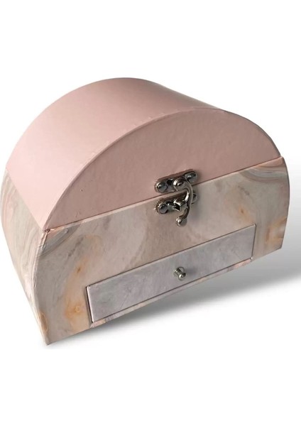 Şık Pembe Çekmeceli ve Aynalı Takı Düzeni Organizeri