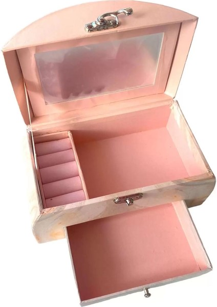 Şık Pembe Çekmeceli ve Aynalı Takı Düzeni Organizeri fiyatları