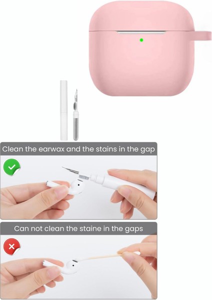 apple Airpods Pro/pro2 Kılıf Kapak Temizleme Kalemi ile Tam Koruyucu Silikon Kılıf , Ön LED Görünür