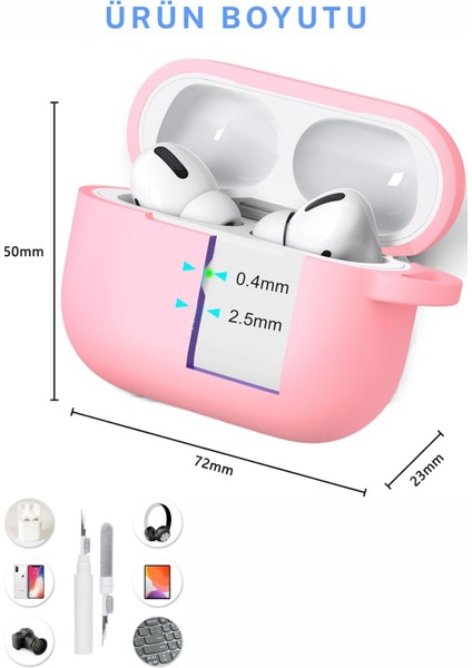 apple Airpods Pro/pro2 Kılıf Kapak Temizleme Kalemi ile Tam Koruyucu Silikon Kılıf , Ön LED Görünür
