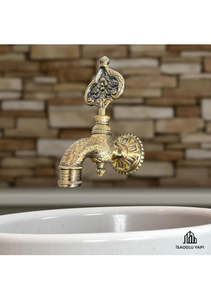 Isaoğlu Yapı Antik Gold Kurna Musluğu Vintage Tasarım Özel Yapım Eskitme Osmanlı Hamam Musluk