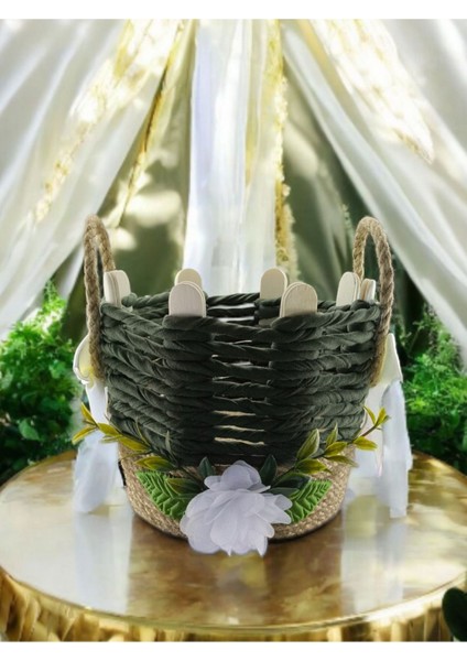 El Emeği Küçük 18CM Hasır Sepet, Takı Organizer Stantı, Şık ve Kullanışlı.