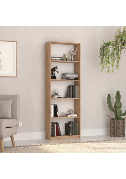 Max 5 Raflı Kitaplık - Florida Meşe 58X170X23 cm