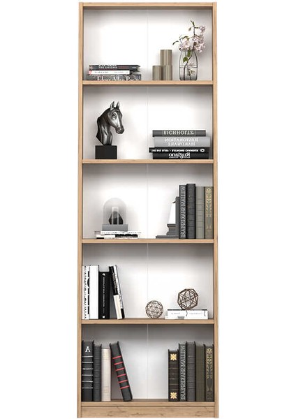 Max 5 Raflı Kitaplık - Florida Meşe 58X170X23 cm modelleri