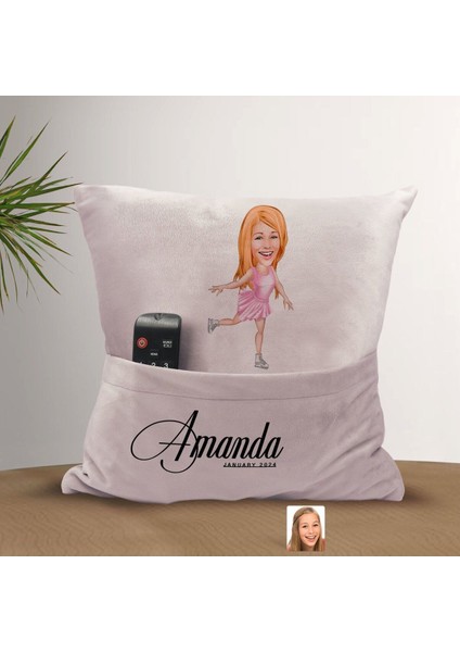 Kişiye Özel Renkli Buz Pateni Temalı Organizer ve Cepli Atıştırmalık Saklama Kapağı