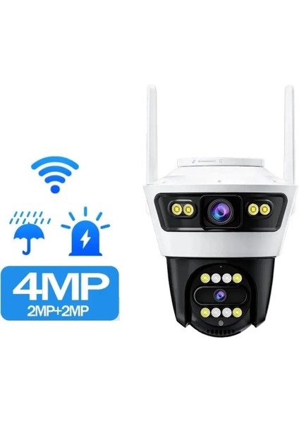 BLM56 4 Mp 4K Ultra Hd Alarmlı Suya Dayanıklı Çift Lensli 2.4 G İp Dış Mekan Güvenlik Kamerası