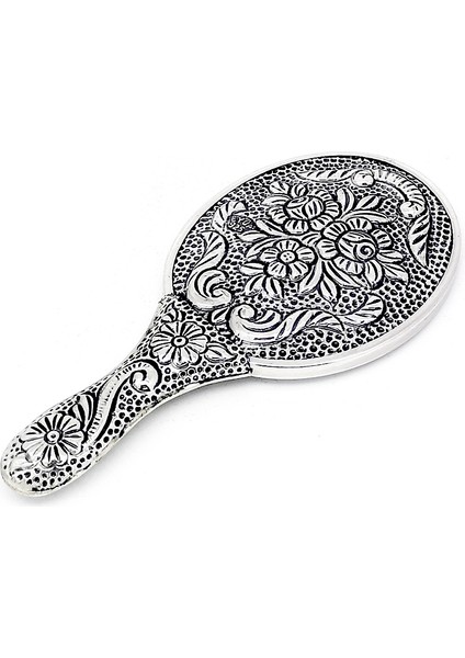 Dünya Aynalar Günü Gümüş Çiçekli El Aynası