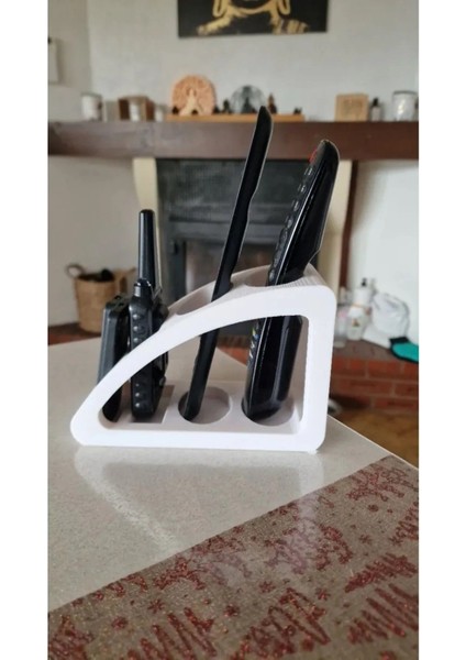 Beyaz 4 Gözlü Kumandalık Televizyon ve Klima Kumanda Tutucu Düzenleyici